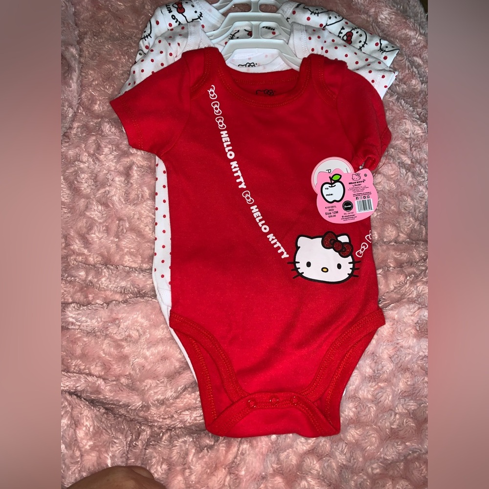 Hello Kitty Red Baby Onesie 3 pack 12 m nwt
